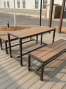 জনপ্রিয় গার্ডেন ফার্নিচার সেট - বেঞ্চ সহ আউটডোর বাণিজ্যিক WPC টেবিল